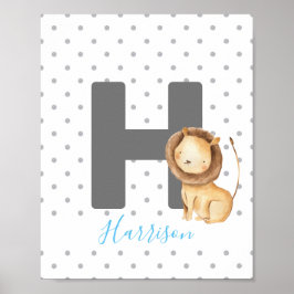 Lion Niedliches Personalisiertes Baby Name Kinderz Poster