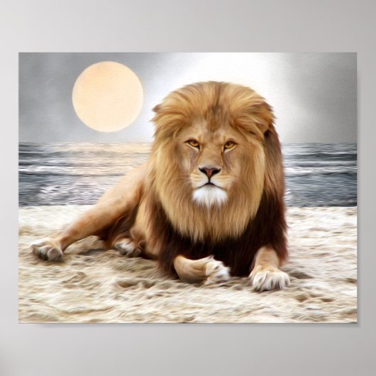 Lion Ocean Foto Paint Poster (Vorne)