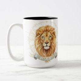 Lion of Judah Biblical Watercolor Two-Tone Mug Zweifarbige Tasse
