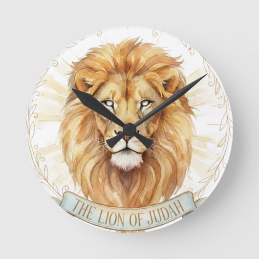 Lion of Judah Biblical Watercolor Wall Clock Runde Wanduhr (Vorderseite)