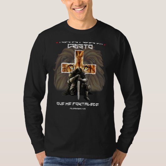 Lion of Judah Cross Christlich Spanish Graphic on T-Shirt (Vorderseite)