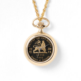 Lion of Judah Haile Selassie Rastafari Gold Watch Armbanduhr