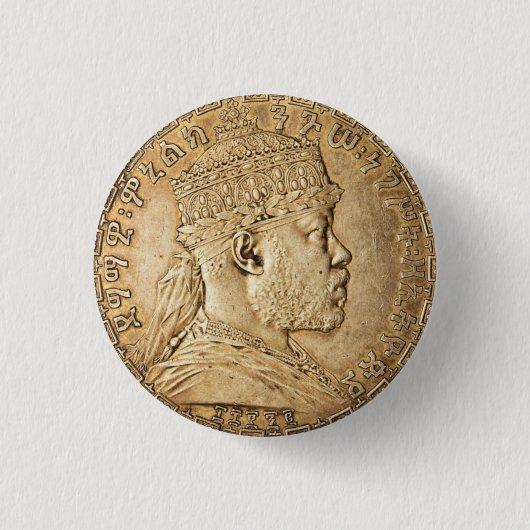 Lion of Judah Jah Army Menelik II Rasta Roots Button (Vorderseite)