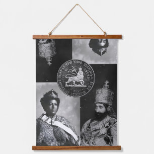 Lion of Judah Jah Rastafari Haile Selassie I King Wandteppich Mit Holzrahmen