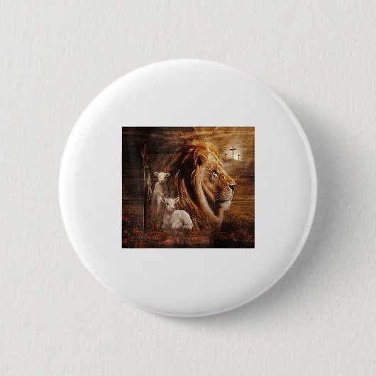 Lion Of Judah Lamb God Cross Jesus Light God Button (Vorderseite)