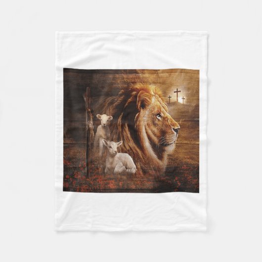 Lion Of Judah Lamb God Cross Jesus Light God  Fleecedecke (Vorderseite)