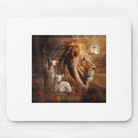 Lion Of Judah Lamb God Cross Jesus Light God Mousepad (Vorne)