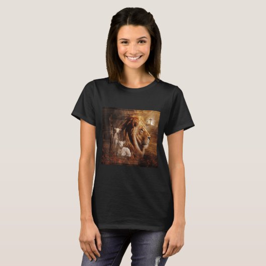 Lion Of Judah Lamb God Cross Jesus Light God T-Shirt (Vorne ganz)