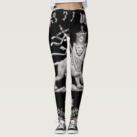 Lion of Judah - Rasta Silver - Power Yoga Leggings (Vorderseite)