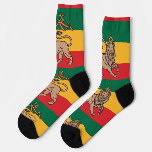 Lion of Judah Reggae Rasta Zion I-N-I Trinity Socken (Linkes Detail)