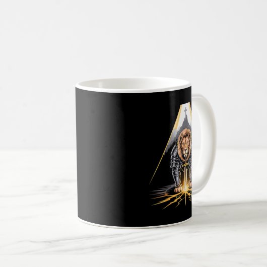 Lion Of Judah Sword And Cross Christian Warrior Kaffeetasse (VorderseiteRechts)