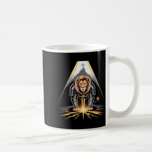 Lion Of Judah Sword And Cross Christian Warrior Kaffeetasse (Rechts)