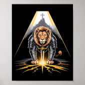 Lion Of Judah Sword And Cross Christian Warrior  Poster (Vorne)