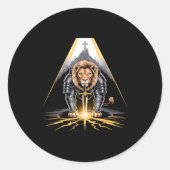 Lion Of Judah Sword And Cross Christian Warrior Runder Aufkleber (Vorderseite)