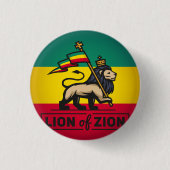 Lion of Zion - Haile Selassie - Rastafari Button (Vorderseite)