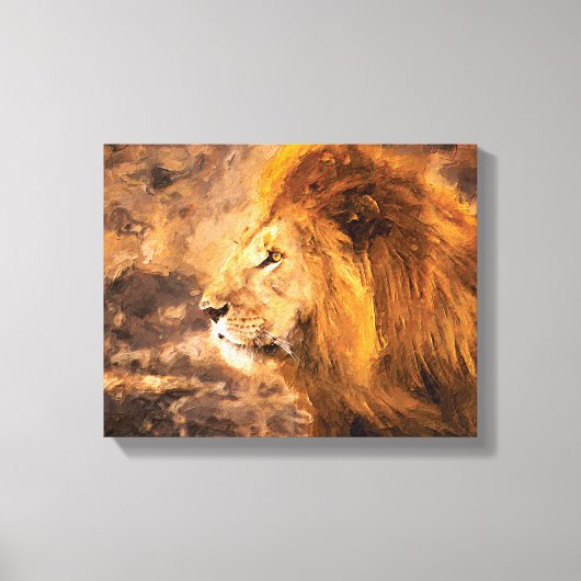 Lion Painting Golden King Art Leinwanddruck (Vorderseite)