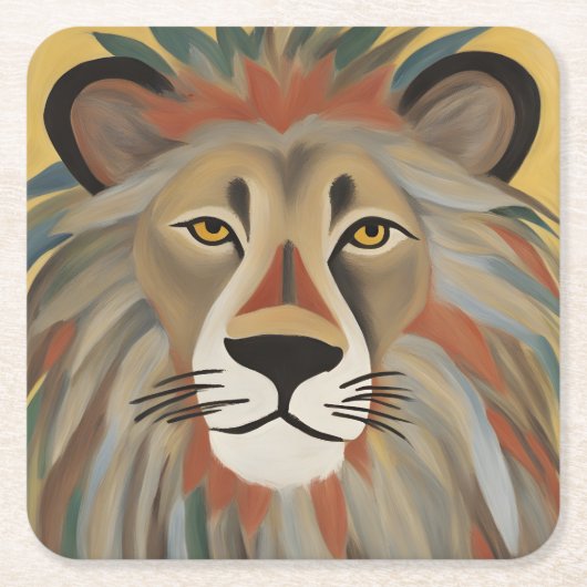 Lion Painting Rechteckiger Pappuntersetzer (Vorderseite)