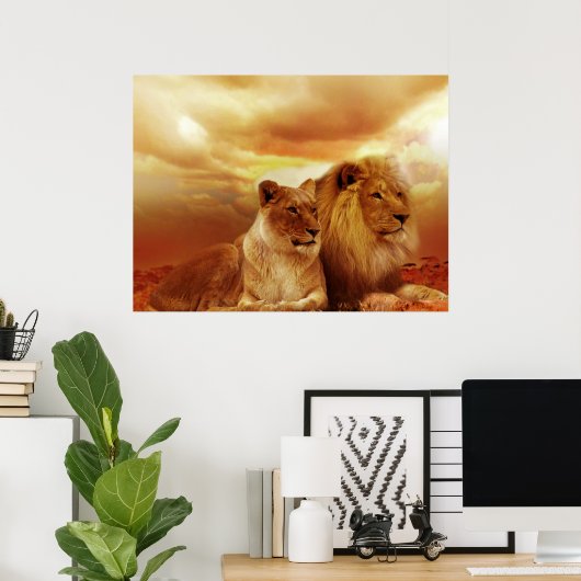 Lion Pair Posters Poster (Heimbüro)