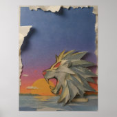 Lion Paper Cut Art Poster - Fierce 3D Animal Wall (Vorne)