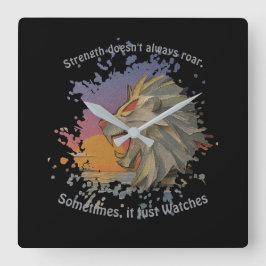 Lion Papercut Square Wall Clock Quadratische Wanduhr