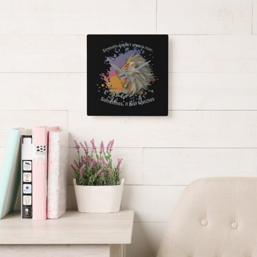 Lion Papercut Square Wall Clock Quadratische Wanduhr (Lesesaal)