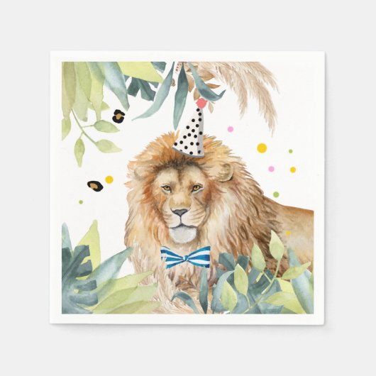 Lion Party Animals Jungle Birthday Safari Serviette (Vorderseite)