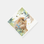 Lion Party Animals Jungle Birthday Safari Serviette (Ecke)