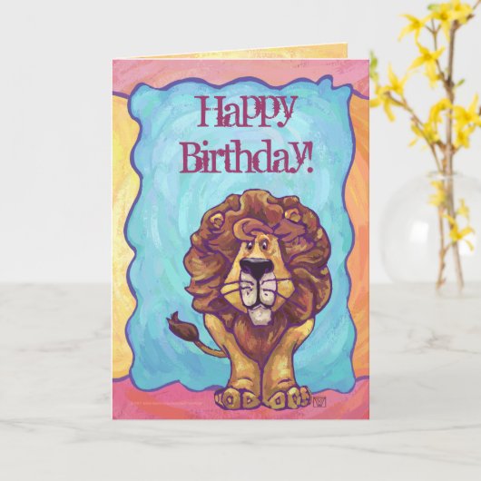 Lion Party Center Karte (Gelbe Blume)