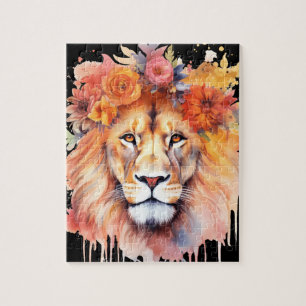 Lion Pastel Blume Safari Watercolor Savannah Cat Puzzle