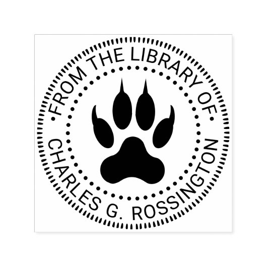 Lion Paw Print Library Name Permastempel (Design)