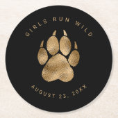 Lion Pawprint Girls Run Wild Black Gold ID1148 Runder Pappuntersetzer (Vorderseite)