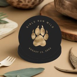 Lion Pawprint Girls Run Wild Black Gold ID1148 Runder Pappuntersetzer