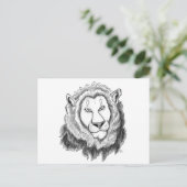 Lion Pencil Sketch Kunst Postkarte (Stehend Vorderseite)