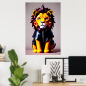 Lion plush Spielzeug in schwarzen Tuchen | Art der Poster (Heimbüro)
