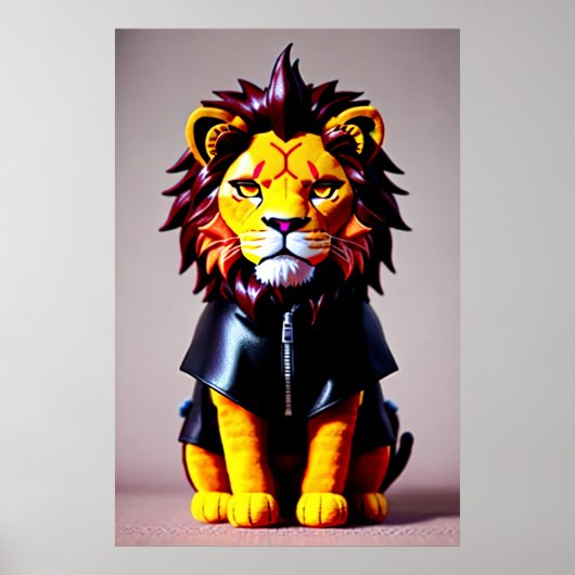 Lion plush Spielzeug in schwarzen Tuchen | Art der Poster (Vorne)