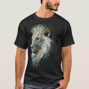 Lion Polygon Animal Print Art White Lion T-Shirt