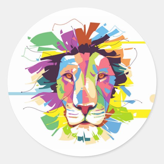 Lion Pop Art Runder Aufkleber (Vorderseite)