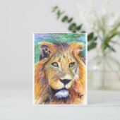 Lion Portrait ACEO Postkarte (Stehend Vorderseite)