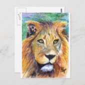 Lion Portrait ACEO Postkarte (Vorne/Hinten)