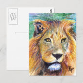 Lion Portrait ACEO Postkarte (Vorne/Hinten)