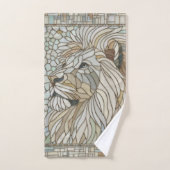 Lion Portrait Mosaik Art Badhandtuch Set (Handtuch)