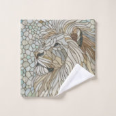 Lion Portrait Mosaik Art Badhandtuch Set (Waschlappen)
