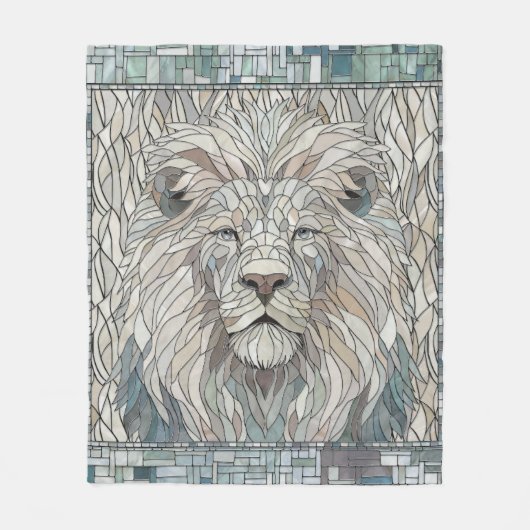 Lion Portrait Mosaik Art Fleecedecke (Vorderseite)