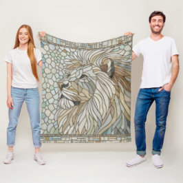 Lion Portrait Mosaik Art Fleecedecke
