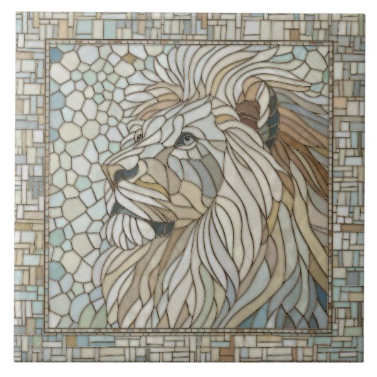 Lion Portrait Mosaik Art Fliese (Vorderseite)
