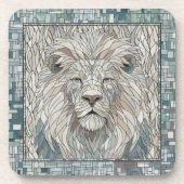 Lion Portrait Mosaik Art Getränkeuntersetzer (Vorderseite)