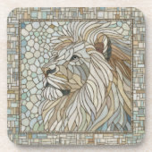 Lion Portrait Mosaik Art Getränkeuntersetzer (Vorderseite)