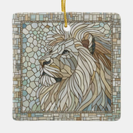 Lion Portrait Mosaik Art Keramikornament (Vorderseite)