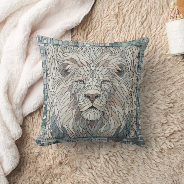Lion Portrait Mosaik Art Kissen (Decke)