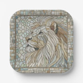 Lion Portrait Mosaik Art Pappteller (Vorderseite)